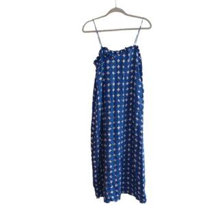 Blue and White Geometric Pattern Dress